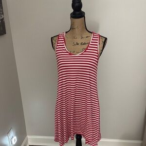 Red and White Striped Sleeveless Dress